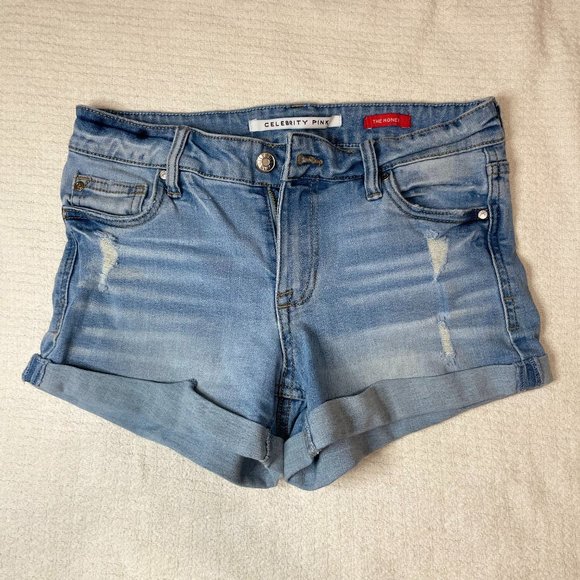 Celebrity Pink - The Honey Denim Distressed cuffed shorts - size 25 - Picture 1 of 3